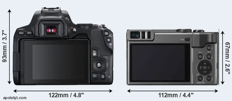 Comparison 250D or TZ90 rear