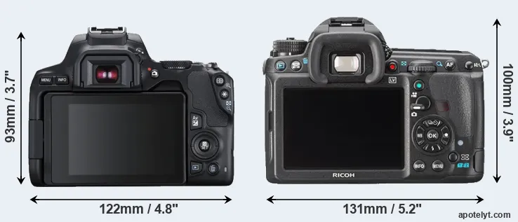 Comparison 250D or K-3 rear