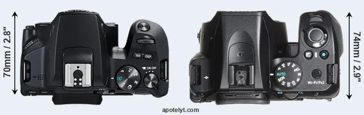 Compare 250D versus K-70 top