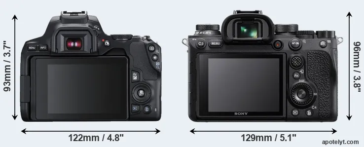 Comparison 250D or A9 II rear