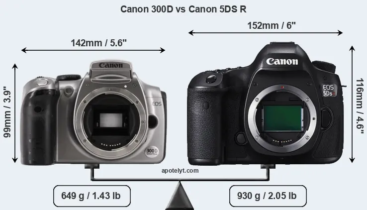 Size Canon 300D vs Canon 5DS R