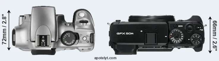Compare 300D versus GFX 50R top