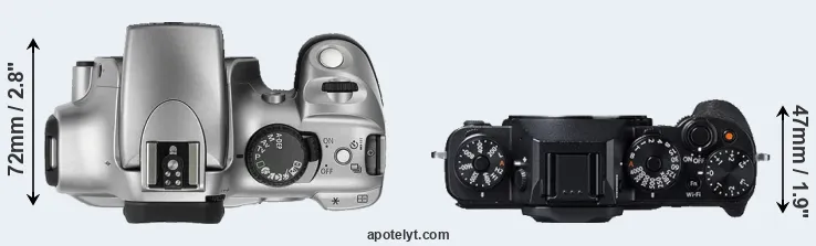 Compare 300D versus X-T1 top