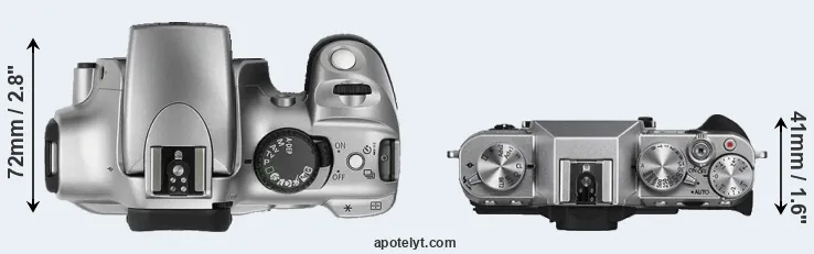 Compare 300D versus X-T10 top