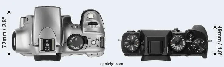 Compare 300D versus X-T2 top