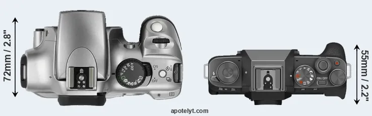 Compare 300D versus X-T200 top