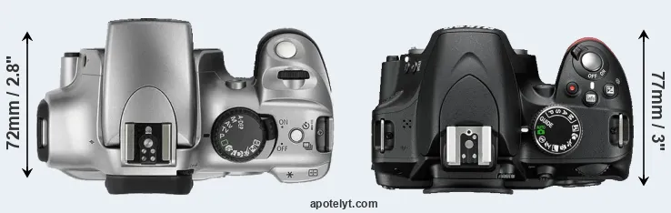 Compare 300D versus D3200 top