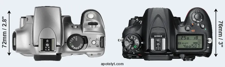 Compare 300D versus D7200 top