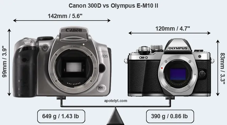 Size Canon 300D vs Olympus E-M10 II