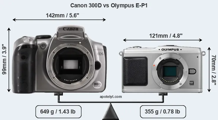 Size Canon 300D vs Olympus E-P1