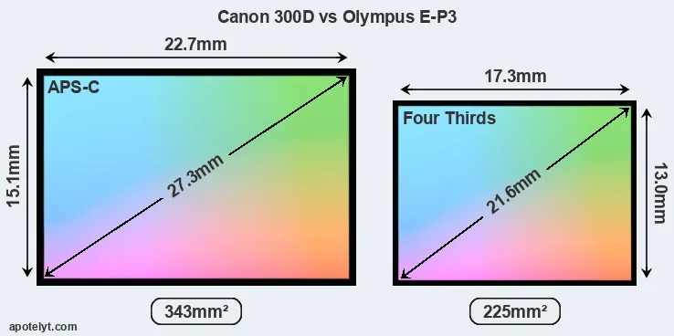 Canon 300D and Olympus E-P3 sensor measures