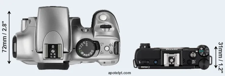 Compare 300D versus Pentax Q top