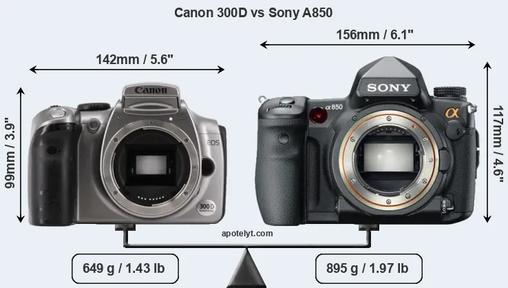 Size Canon 300D vs Sony A850