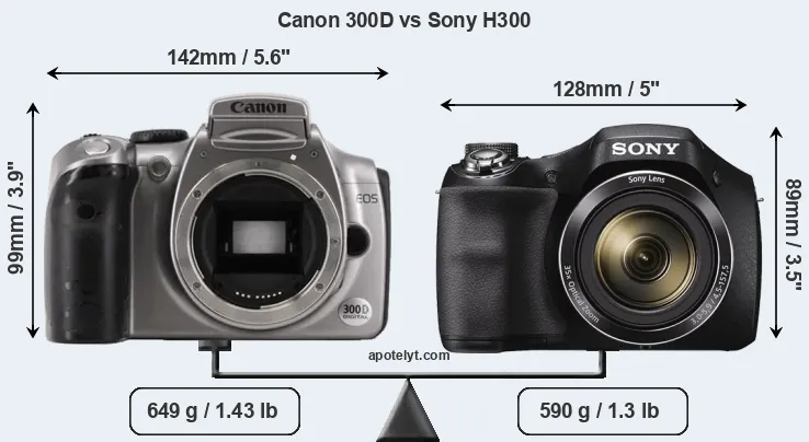 Size Canon 300D vs Sony H300