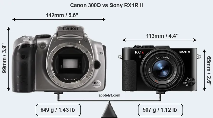 Size Canon 300D vs Sony RX1R II