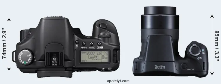 Compare 30D versus SX410 top