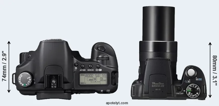 Compare 30D versus SX510 top