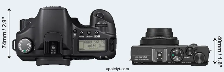 Compare 30D versus Coolpix A top