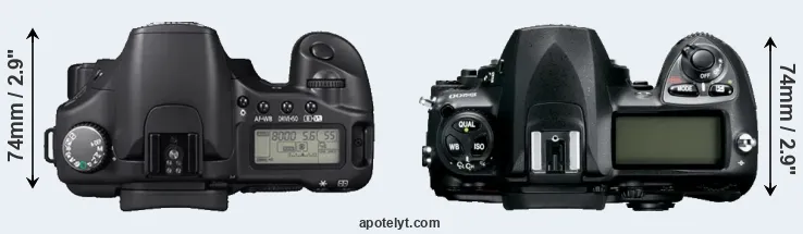 Compare 30D versus D200 top