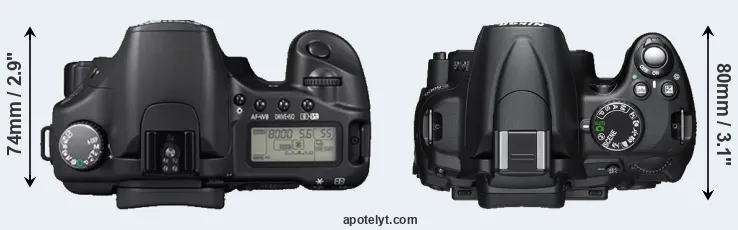 Compare 30D versus D5000 top