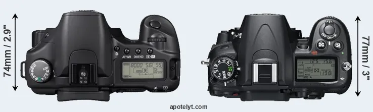 Compare 30D versus D7000 top