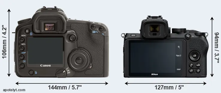 Comparison 30D or Z50 rear