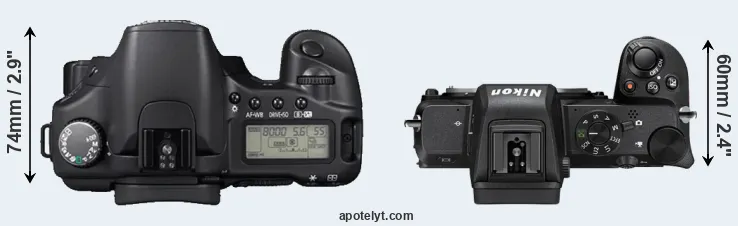 Compare 30D versus Z50 top