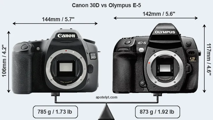 Size Canon 30D vs Olympus E-5