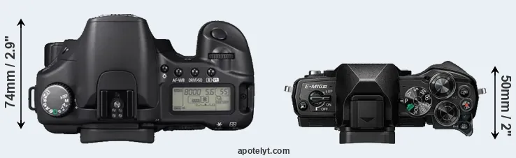 Compare 30D versus E-M10 III top