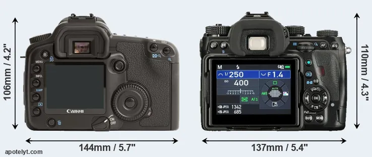 Comparison 30D or K-1 II rear