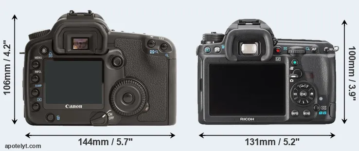 Comparison 30D or K-3 rear