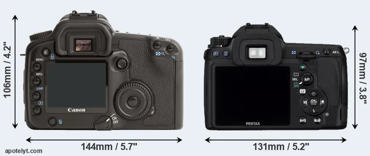 Comparison 30D or K-5 rear