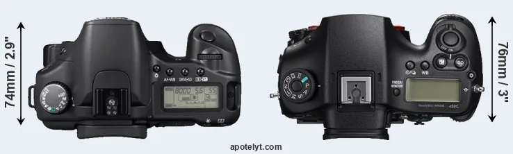 Compare 30D versus A99 II top