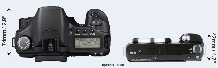 Compare 30D versus NEX-F3 top