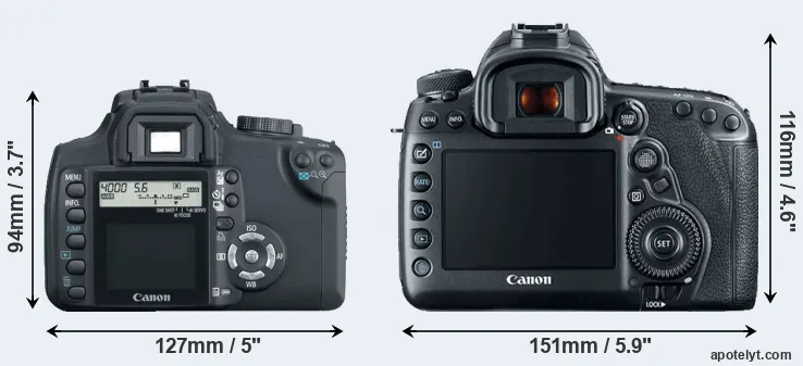 Comparison 350D or 5D Mark IV rear
