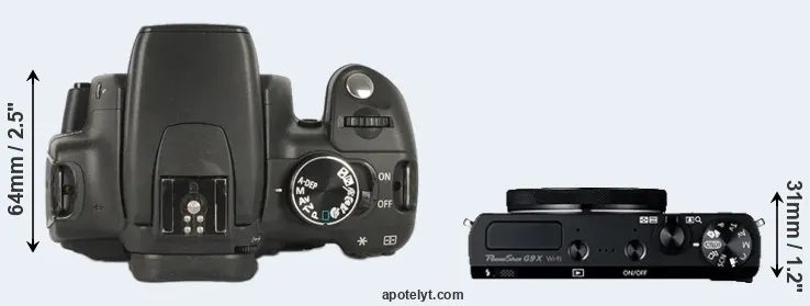 Compare 350D versus G9X top