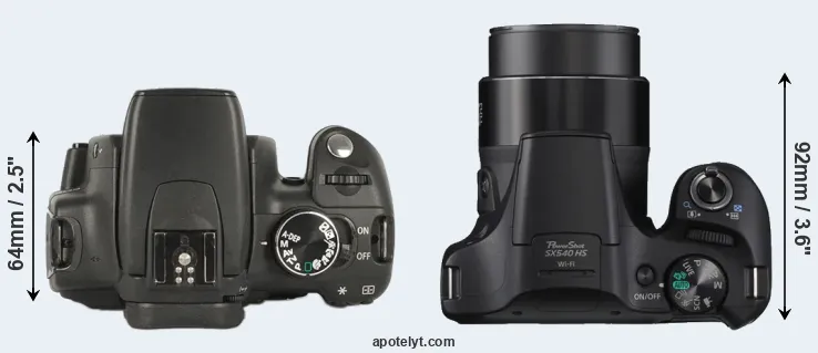Compare 350D versus SX540 top