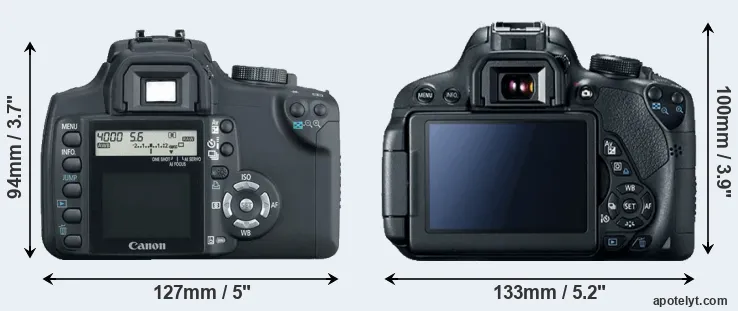 Comparison 350D or T5i rear