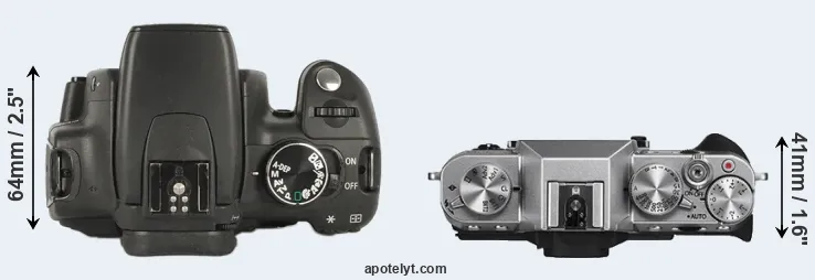 Compare 350D versus X-T10 top