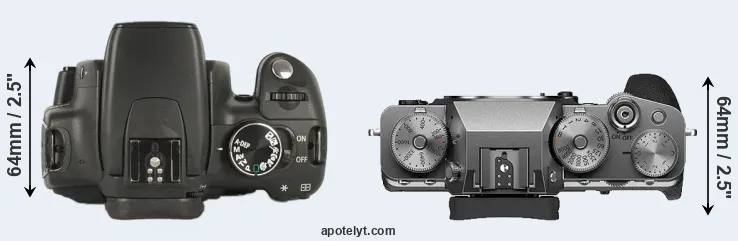 Compare 350D versus X-T4 top