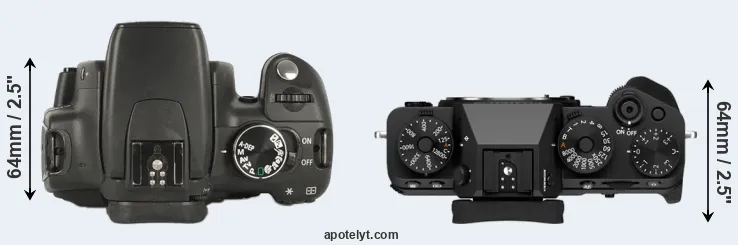 Compare 350D versus X-T5 top