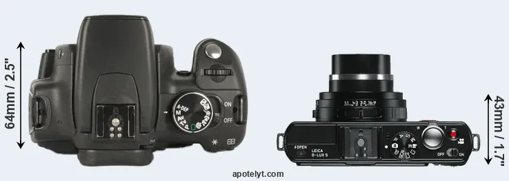 Compare 350D versus D-LUX 5 top