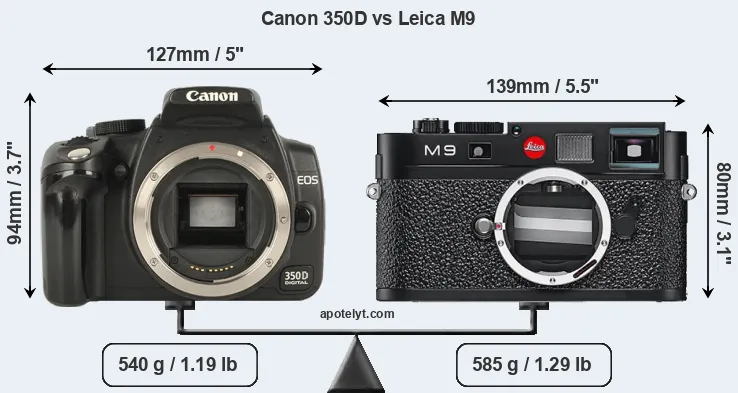 Size Canon 350D vs Leica M9