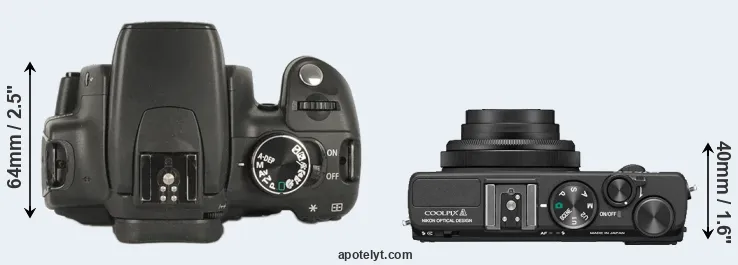 Compare 350D versus Coolpix A top
