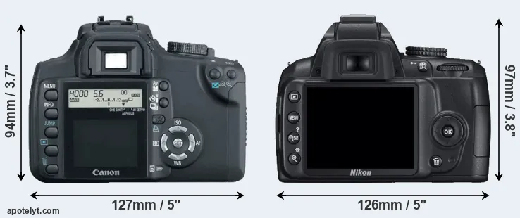 Comparison 350D or D3000 rear