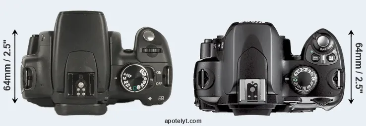 Compare 350D versus D40X top
