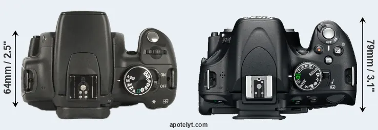 Compare 350D versus D5100 top
