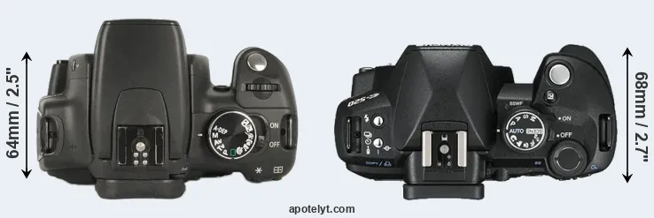 Compare 350D versus E-520 top