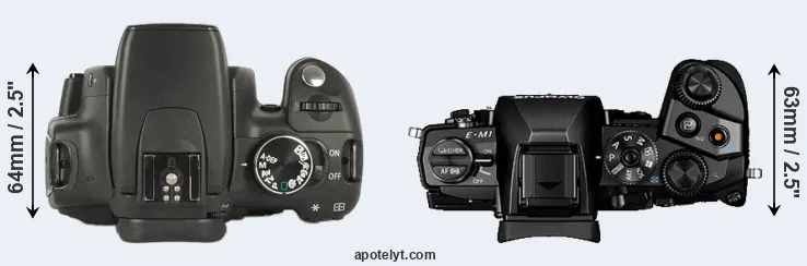 Compare 350D versus E-M1 top