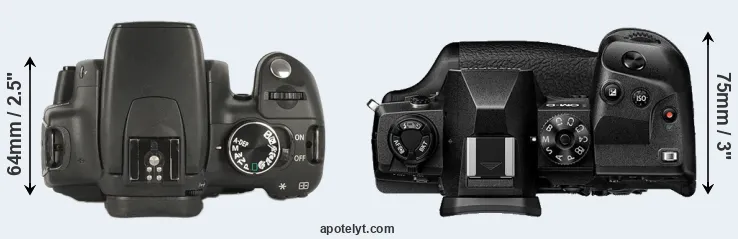 Compare 350D versus E-M1X top
